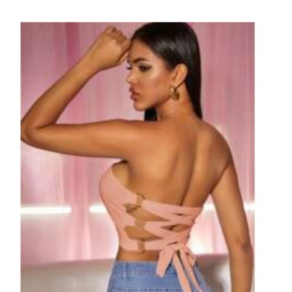 Pink Tube Top Lace Back